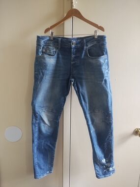 G-Star Raw Men’s Slim Straight Washed Blue Jeans